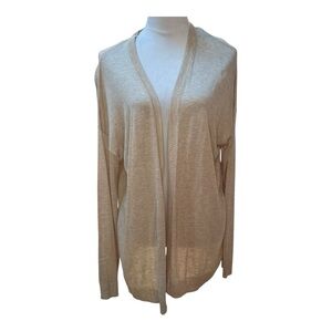 H & M Basic Neutral Beige Open Front  Long Cardigan Lightweight Sweater Size M